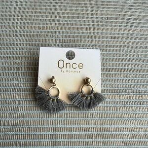 Once by Romance Gray Tassel Earrings